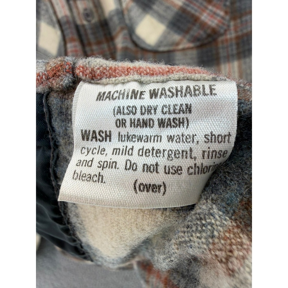 Pendleton Board Shirt Mens Medium Plaid 100% Virgin Wool Grey Cream Rust USA - Picture 14 of 16